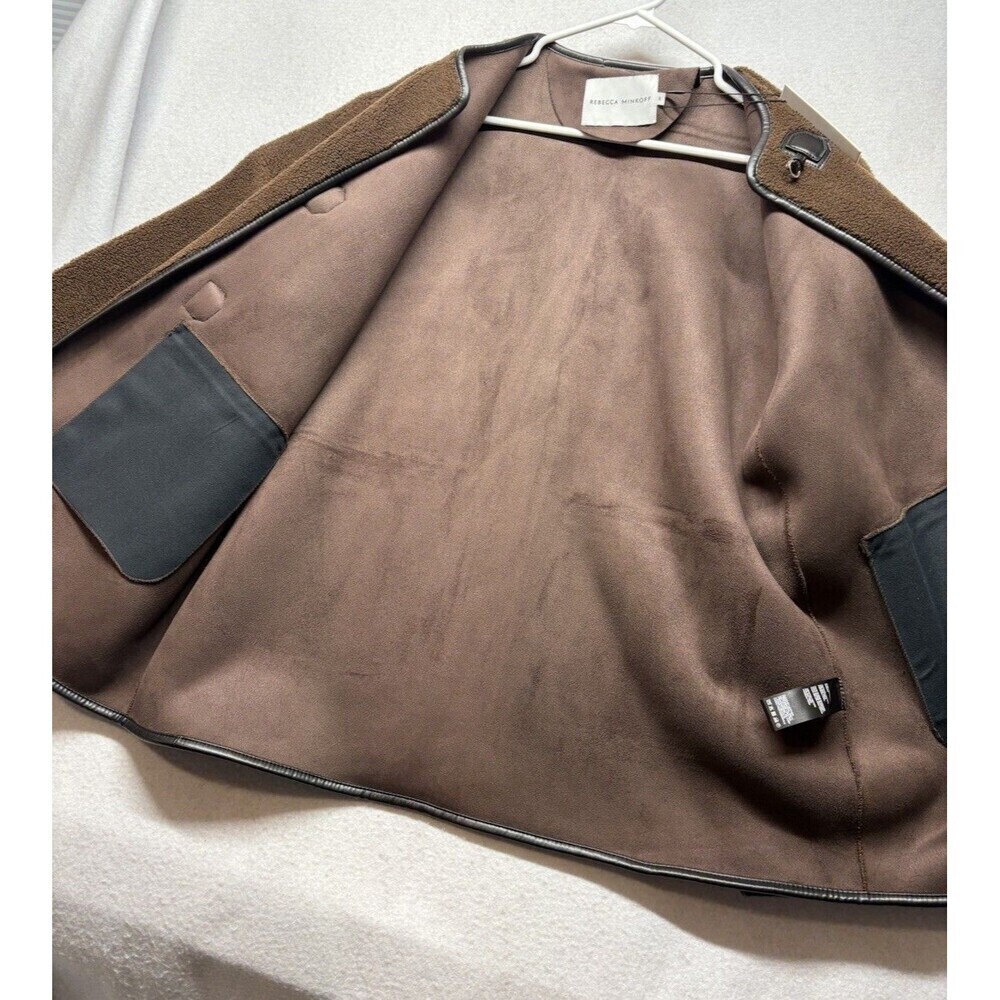 NWT $268 Rebecca Minkoff Shearling Toggle Jacket IN Color Chocolate Brown Medim - Picture 6 of 6
